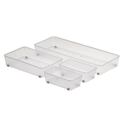 at Home 3-Piece Rectangle Non Slip Drawer Organizer Clear