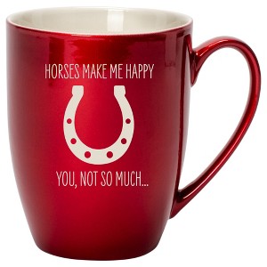 100 North Horseshoe 10 Ounce Cardinal Red Metallic Finish, Comfortably Fits Your Hands, New Bone China Coffee Tea Cup Mug, Horses make me happy, You - 1 of 1