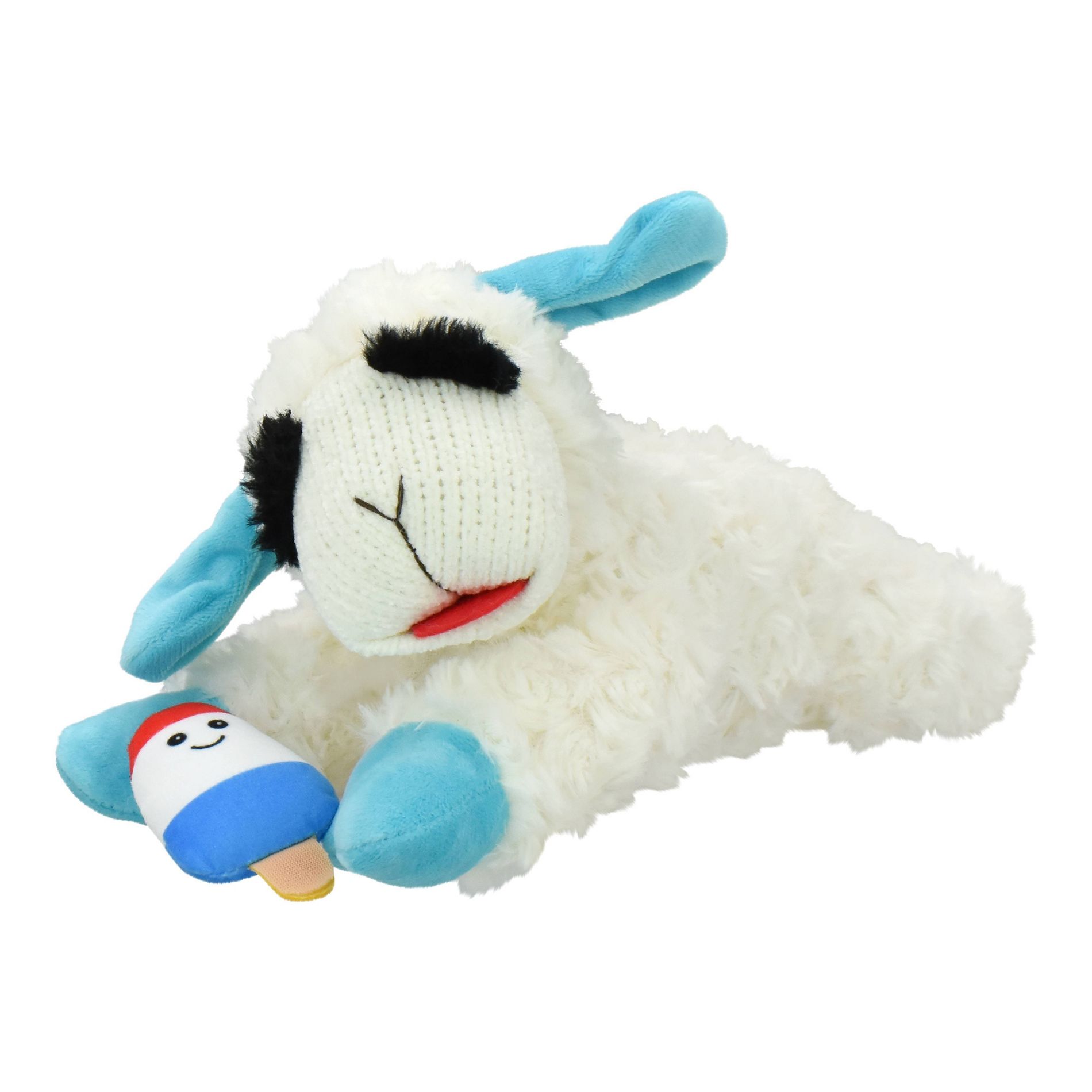 Multipet Lamb Chop Popsicle Americana Dog Interactive Plush Toy - White