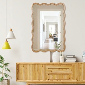 KTMBDW Curved Wood Frame Accent Mirror, Farmhouse French Country Decorative Wall Mirror - 1 of 4
