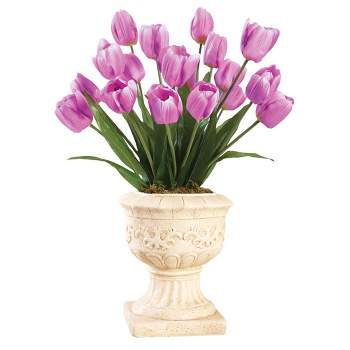 Collections Etc Springtime Tulip Bushel Artificial Maintenance-Free Bouquet Bush - Set of 3