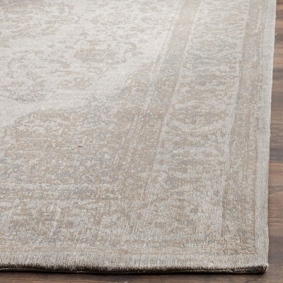 Classic Vintage Gray and Beige Rectangular Cotton Area Rug 6' x 9'