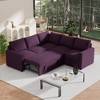 BENCMATE Sectional Sofa Modern Pull Out Sofa Bed Linen Convertible Sofa Couch with Storage Chaise for Living Room, Purple, 81.5"*81.5"*33" - 2 of 4