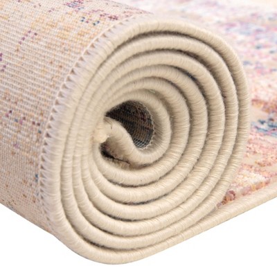 Rectangular Blue Abstract Stain-Resistant Synthetic Rug