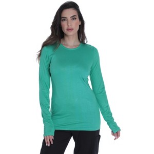 Just Love Womens Underscrub Silky Long Sleeve T-Shirt Plain Undershirt Tee - 1 of 3