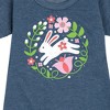 - Instant Message - Scandinavian Bunny With Flowers Graphic Short Sleeve Fleece Dress - 2 of 4