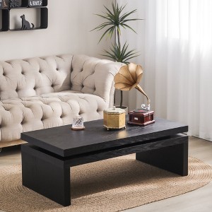 HDZNVF Modern Black Wood Coffee Table, Sleek Floating Top Design For Living Room - 1 of 4
