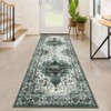 Vintage Medallion Washable Throw Rug, Non-Slip, Non-Shedding Soft Low Pile Carpet, Foldable Indoor Floor Cover for Living Room, Dining Room. - 3 of 4