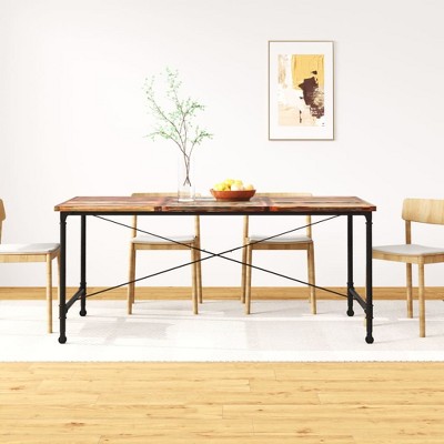 vidaXL Dining Table Multicolor Solid reclaimed wood and powder-coated steel