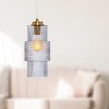 9.75" Noah Pillar Shade Pendant Light Gray - River of Goods: Brushed Gold-Finish, Adjustable Height - 3 of 4