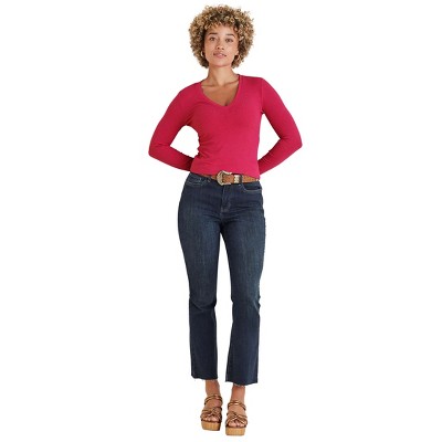 VENUS Womens Ribbed Long Sleeve V-Neck