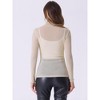 INSPIRE CHIC Women's Mesh Glitter Shiny Mock Turtleneck Long Sleeve Slim Party Shirts - 4 of 4