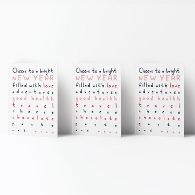 New Year Greeting Card Pack (3ct) "Cheers to a Bright New Year" by Ramus & Co