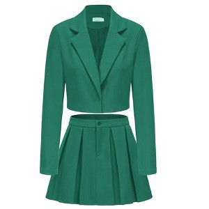 EXLURA Women's Business Casual Blazer Suit Sets and Pleated Mini Skirt 2 Piece Outfits Trendy Long Sleeve Y2K Clothes 2025 - 1 of 4