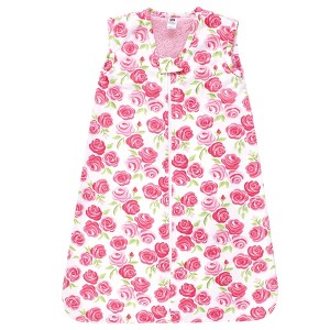 Hudson Baby Girls Plush Faux Fur Sleeping Bag, Wearable Blanket, Pink Roses - 1 of 2
