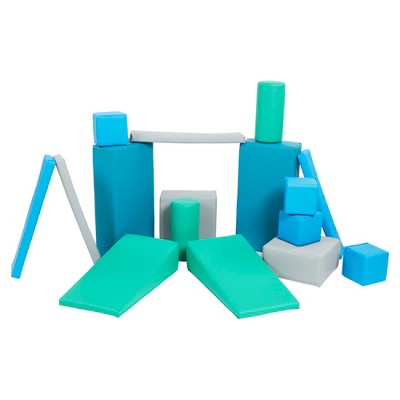 ECR4Kids SoftZone Soft Builder Blocks, Foam Shapes, Assorted, 16