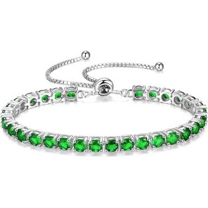 Sterling Silver Tennis Bracelet with Birthstone, Adjustable Bolo Chain Fine Jewelry, Anniversary Birthday Gift for Women - 1 of 4