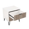 Gulches Rustic Gray & White 2-Drawer Fluted Nightstand, Modern Glam MDF Side Table with Gold Metal Legs/Handles, Tool-Free Assembly - 3 of 4