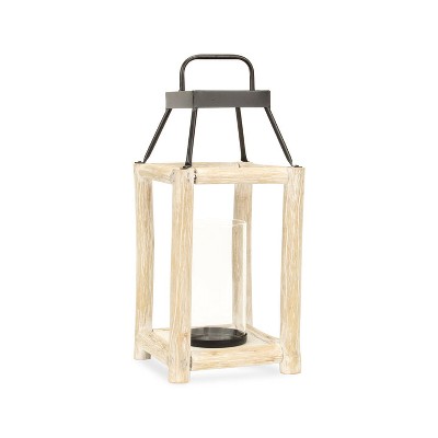 Cheung's Bexley White Toned Wooden Bar Decor Lantern Large