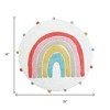 HomeRoots 32" White Pink And Yellow Cotton Rainbows Round Youthful Bath Rug - 3 of 4
