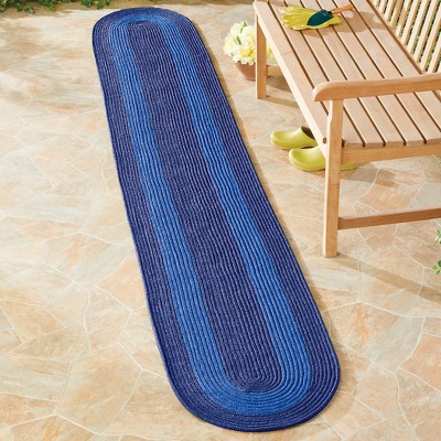 Collections Etc Outdoor Durable Braided Oval Runner Accent Rug 20" X