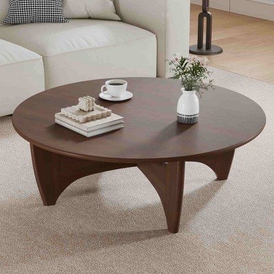 Lirago Round Wood Coffee Table with Batman Crossed Legs 38*38 Walnut