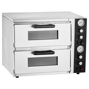 VEVOR Pizza Oven Electric, 18" Double-Deck Commercial Countertop Pizza Oven, 842°F Max Temp, Indoor Pizza Maker with Thermometer, Silver - 1 of 4