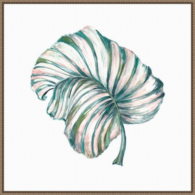 Island Leaf III 30"x30" Bronze Framed Canvas Wall Art