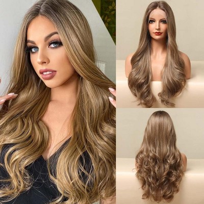 Jessie's Wig 26 Inch Long Wavy Wig For Party Synthetic Wig Dark Brown 1 Pc/Pack
