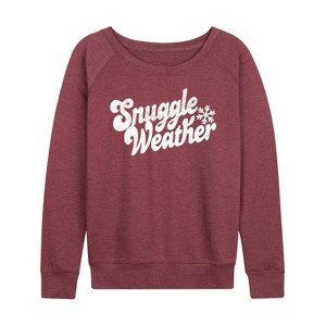 Women's - Instant Message - Snuggle Weather Lightweight French Terry Wide Neck Long Sleeve Shirt - 1 of 4