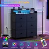 WOWLIVE Dresser for Bedroom with Charging Station and LED Lights, 6 Drawers Dresser TV Stand with Wooden Top, Tall Fabric Chest - 4 of 4