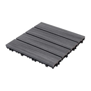 GlasFlength Carpet Tiles 11 Pack 11.8" WPC Interlocking Deck Tiles, Wood-Look Flooring for Patio Poolside Balcony Backyard, Ash, 11.8"*11.8"*0.8" - 1 of 4