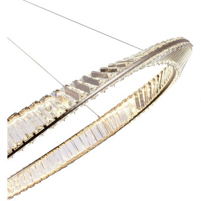 Stella Satin Nickel LED Pendant with Clear Crystal Shade
