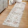 2'x10' Washable Floral Living Room Rugs, Distressed Chenille Non Slip Bedroom Carpet, Retro Accent Large Throw Rugs for Dining Room, Light Taupe - 2 of 4