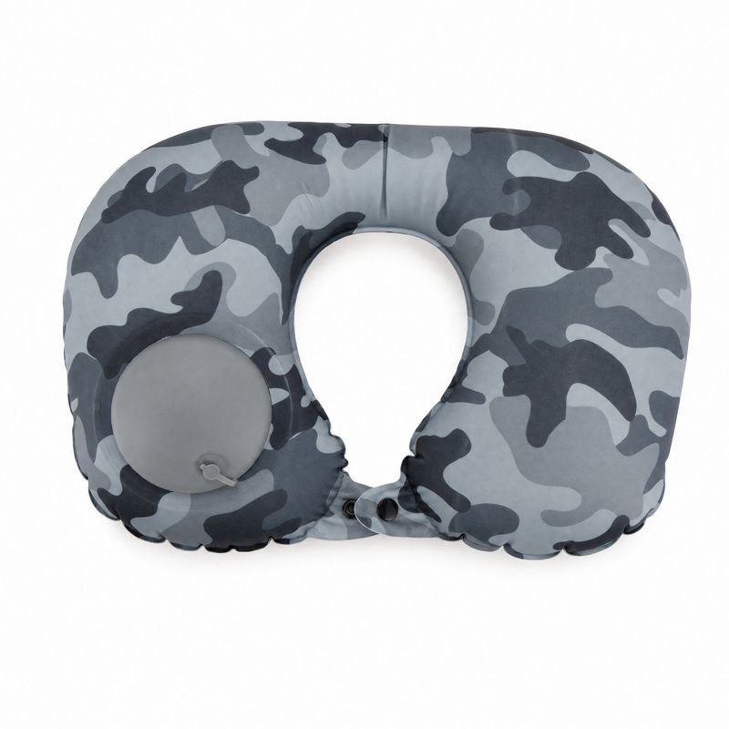 Unique Bargains Camouflage Inflatable Travel Pillow 1 Pc Camouflage Blue Green