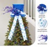 Christmas Tree Topper Hat with Bow, Glitter Top Hat Ornament with Pre-Tied Wired Bows, Winter Holidays Xmas Decor - 3 of 4