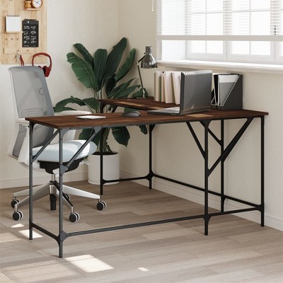vidaXL Desk Brown Oak 58.7 in.x58.7 in.x29.5 in. Engineered Wood