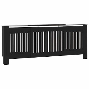 vidaXL Radiator Cover 2 pcs Engineered Wood - Black 80.7" x 8.1" x 32.1" - 1 of 4