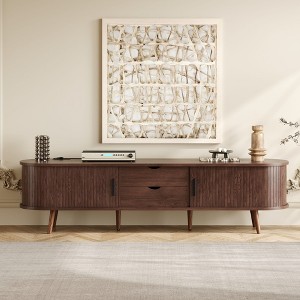 MOEPISY 70 Inch Mid Century Modern TV Stand, TV Stand for 80 Inch TV, TV Stand with Tambour Doors - 1 of 4