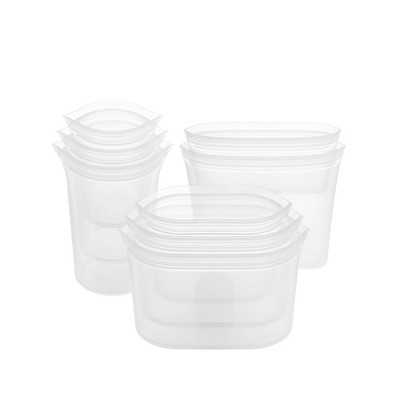 Zip Top Reusable 100% Platinum Silicone Container - Complete Set - Clear
