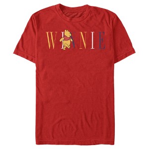 Men's Winnie the Pooh Yellow, White, and Blue Script T-Shirt - 1 of 4