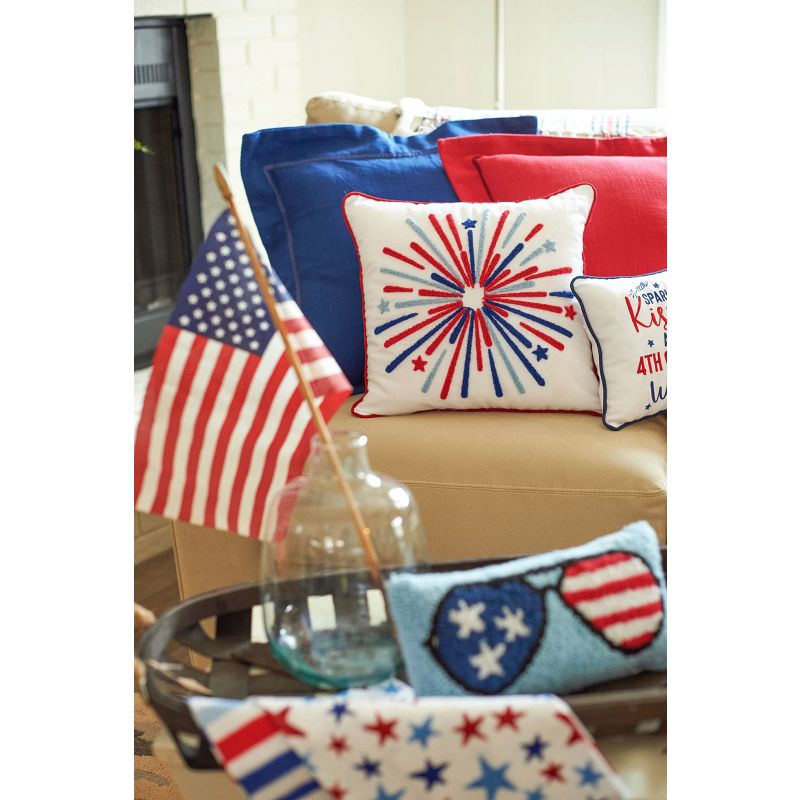 C&F Home 6" x 12" Patriotic Sunglasses 4th of July Hooked Rectangle Small Throw Pillow Red White and Blue, 3 of 6