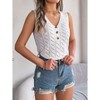 Womwns Sweater Knit Tank Tops Spring Summer Casual V Neck Sleeveless Hollow Out Crochet Vest - 2 of 4