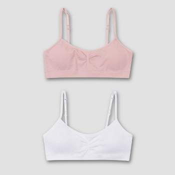 Hanes Girls' 2pk Bonded Comfort Bra - White / Light Pink Xl : Target