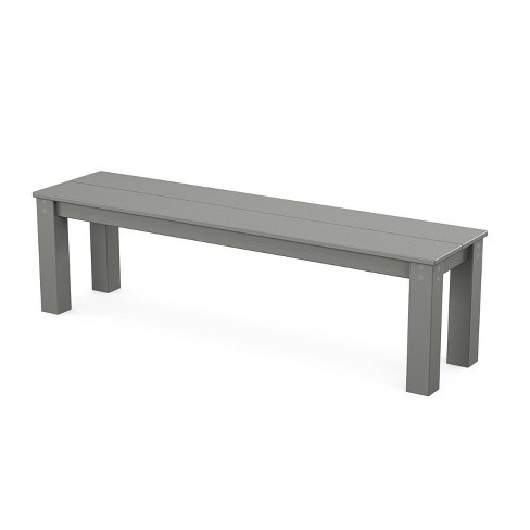 Polywood Parsons Outdoor Patio Dining Bench Slate Gray: Weather ...