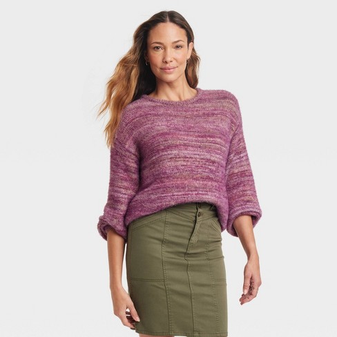 Women's Space Dyed Crewneck Pullover Sweater - Knox Rose™ Purple Xl : Target