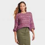 Women's Space Dyed Crewneck Pullover Sweater - Knox Rose™ Purple