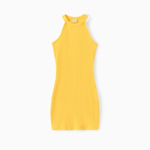 PATPAT Girl's Sleeveless Bodycon Dress Halter Neck Pencil Cami Midi Basi Dresses 4-12 Year - 1 of 4