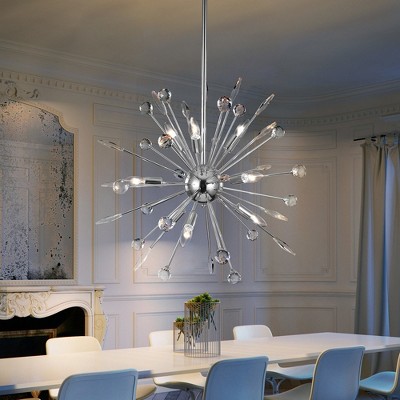 LLHZSY 8/9-Lights Modern Glam Crystal and Metal Sputnik Chandelier-Chrome