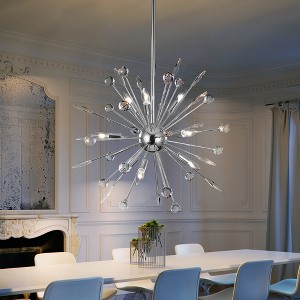 LLHZSY 8/9-Lights Modern Glam Crystal and Metal Sputnik Chandelier-Chrome - 1 of 4